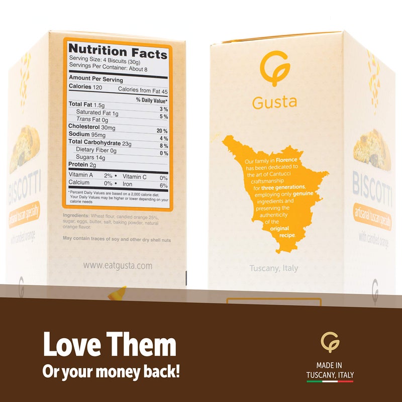 Gusta Authentic Soft Biscotti Cookies Made in Tuscany, Italy - Candied Orange - Original Two Bites Size - All Natural Ingredients - Fresh & Genuine Italian Dessert Treats - 8.82oz - Image 4